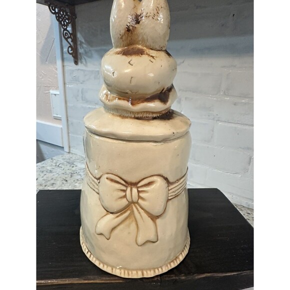 Vintage Rabbit Bunny & Baby Bunnies Cookie Jar Easter Spring Decor Kitchen MCM - Picture 4 of 11